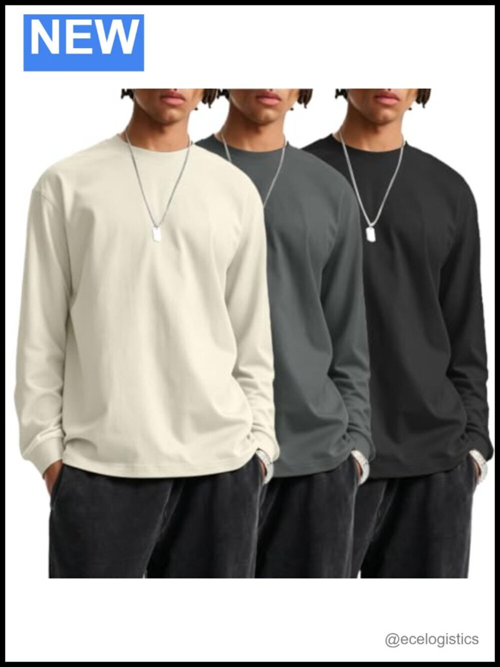 Cotton Crew Neck Long Sleeve T-Shirt Casual Oversized Workout Top